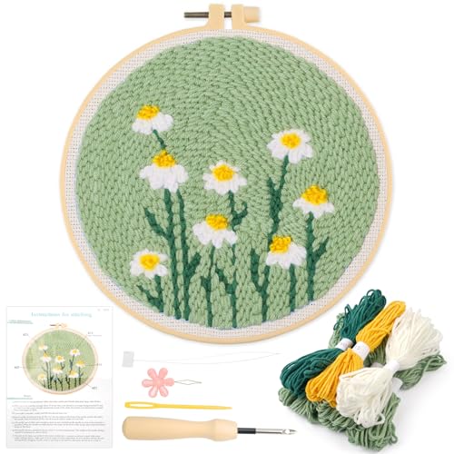 TESSTSY Punch Needle Blumen Stickerei Set Anfänger für Anfänger