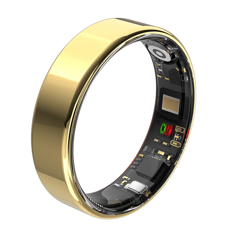 Smart Ring for Women, Fitness Tracker Ring with Heart Rate Monitor, HRV, Sleep Tracking, No Subscription Fee, 10ATM Waterproof Activity Ring for iPhone &amp; Android (Gold, 9)