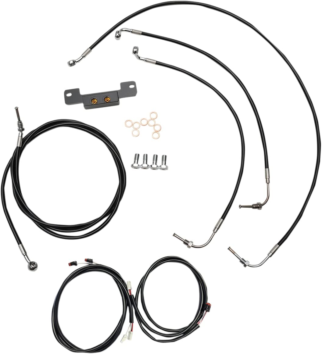 La Choppers LA-8055KT3-13B Complete Handlebar Cable/Brake & Clutch Line/Wire Kit - Black Vinyl/Stainless Braided
