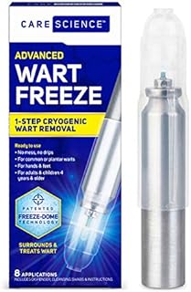 Care Science Wart Remover Freeze, 8 Applications | 1-Step Cryogenic Wart Removal for Common Warts on Hands, Elbows, & Knees or Plantar Warts on Feet