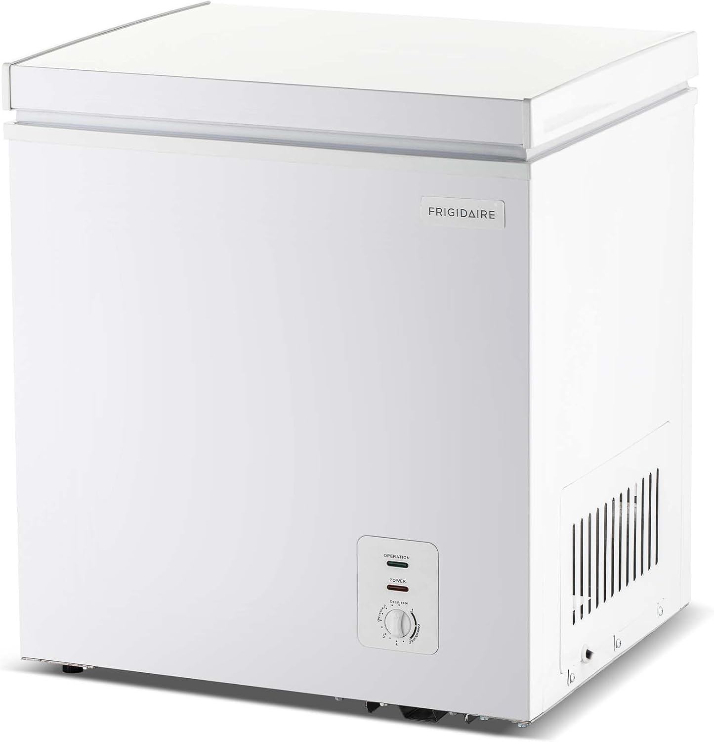 Frigidaire 2.0 Cu Ft Chest Freezer Garage Ready, Adjustable Thermostat, Removable Basket, Easy Defrost Drain, Pearl White