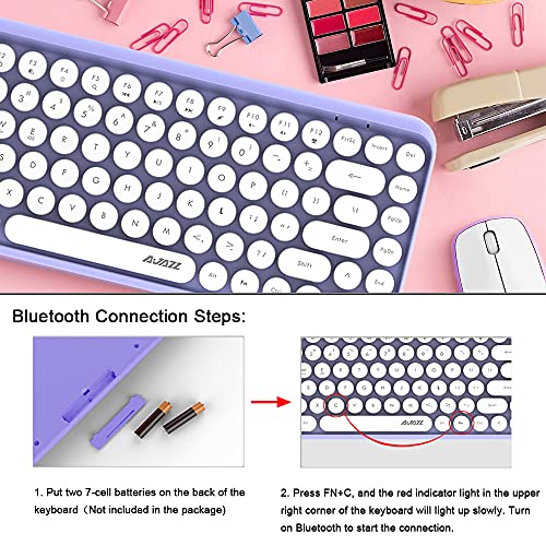 Clavier Bluetooth sans fil 84 touches violet rétro compact - 7