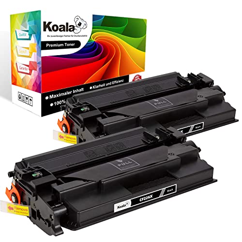 Koala 26X 26A Tóner (con Chip) Compatible LaserJet Cartucho de Tóner Reemplazo para HP 26X CF226X 26A CF226A para LaserJet Pro M402n M402dn M402dw M402 MFP M426fdw M426fdn M426dw Toner, 2 Negro