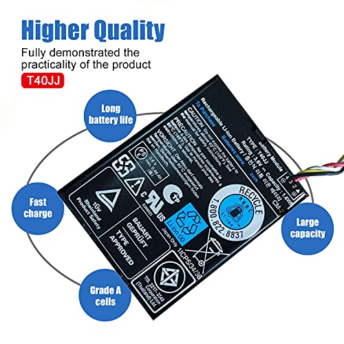 Dentsing T40Jj 70K80 H132V Battery Compatible With Dell Perc Raid H710 H710P H730 H810 H830 Poweredge M620 R320 R420 R520 R620 R720 R820 T110 T420 Series With Case #TOP3