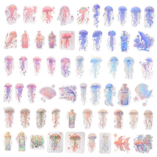 Pegatinas de vida marina holográficas Veemoon con brillo multicolor reflectante