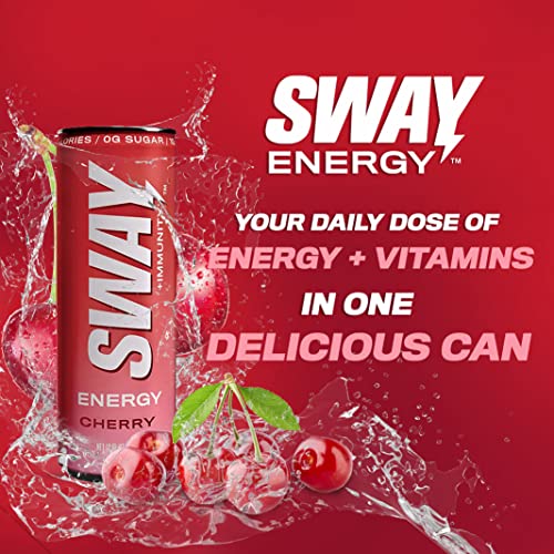 Sway Energy + Immunity Drink, Cherry, 12 Fl Oz (12 Count), 160 Mgs Of Natural Energy, Daily Multi-Vitamin Enriched (A, B6, B12, C, D), Clean Ingredients, 0 Sugar, Low Calorie, Low Carbohydrates #TOP3
