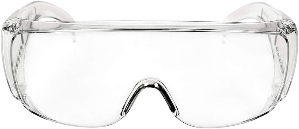 Amazqi Safety Goggles, Medical & Lab Eye Protection, Anti-Fog OTG, Clear Lens & Frame, Unisex Adult