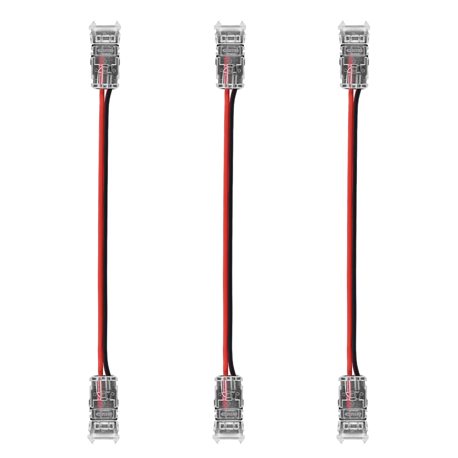 LUXRITE 3-Pack 2 Pin LED Strip Lights Connector with Extension Cable, 8MM Wide Strip to Strip Connection with Cable, Single Color SMD 2835 Tape Light Bi-Pin Compatible