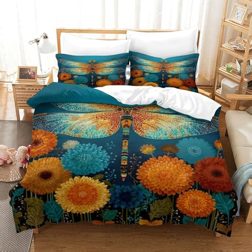Housse de couette libellule microfibre 135x200 parure lit enfant - 3