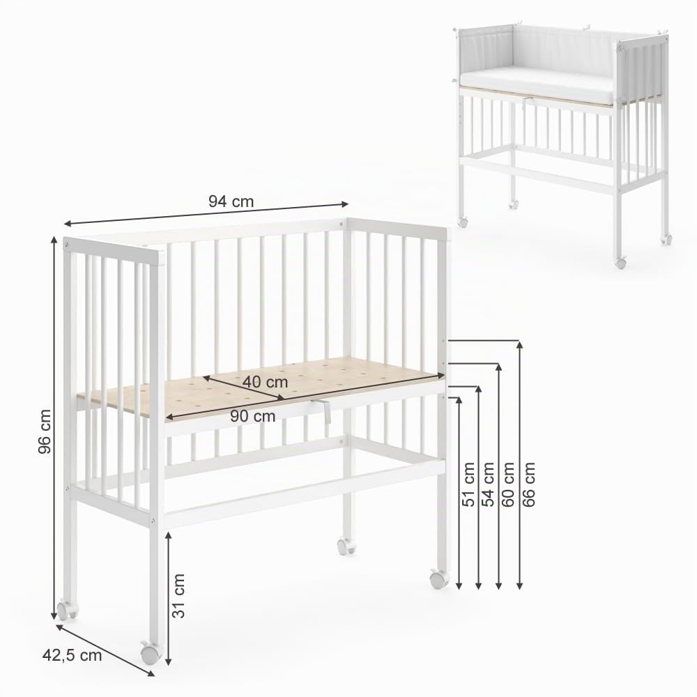 VitaliSpa Cuna Adicional Sophie, Blanco, 94 x 42.5 cm