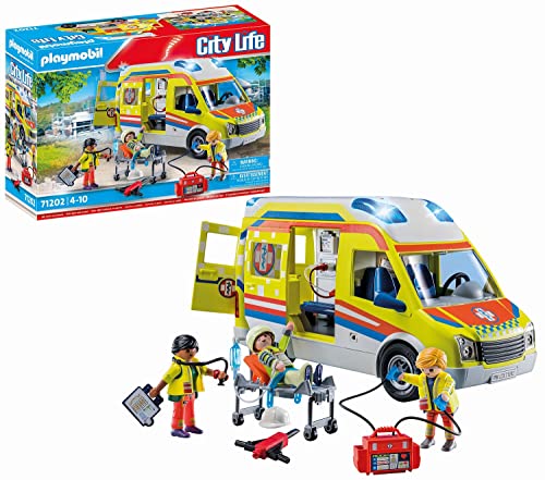 PLAYMOBIL City Life 71202 Ambulancia con luz y Sonido, Juguete