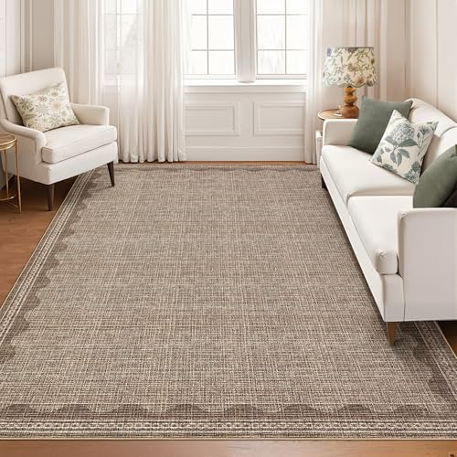 Image of CAROMIO 160x230cm Large Area Rugs Living Room Washable Scalloped Brown