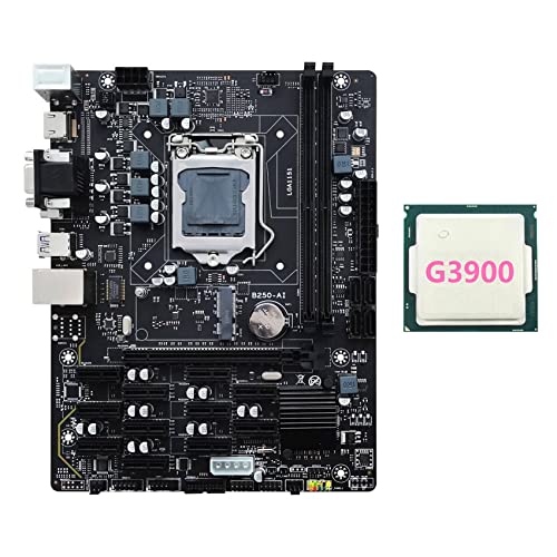 Compasty Carte MèRe MinièRe B250 V2.1 BTC + Processeur G3900 12XPCIE LGA1151 Double DDR4 MSATA USB3.0 Carte MèRe MinièRe B250 ETH
