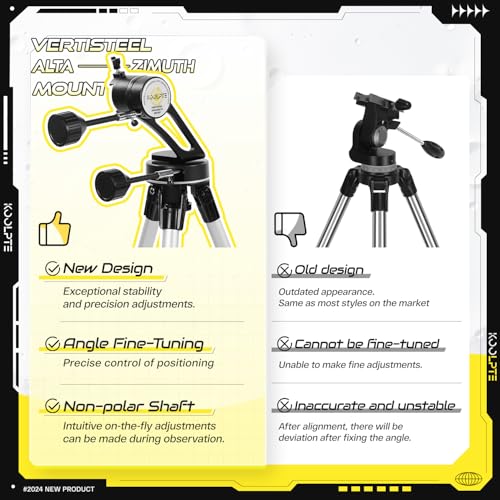 Image of Koolpte 90mm 700mm Telescope for Adults & Beginners, Vertisteel AZ Mount | 90mm 700mm telescope for adults and beginners; fully multi-coated optics, Vertisteel AZ mount for smooth tracking and bag.