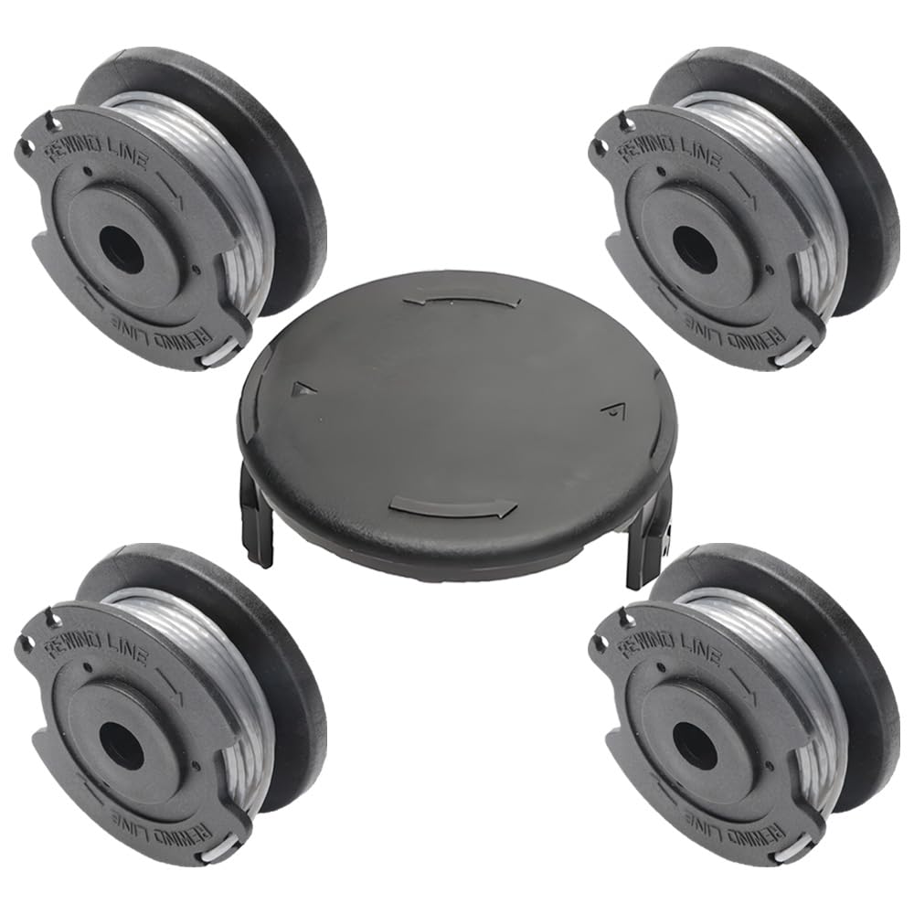 Galenkong 4Spools + 1Cover 4 Trimmer Spool Line And 1 Spool Cover Cap Compatible With Bosch Art 23/26 Sl Trimmer, F016800569 F016800385 Replacement Autofeed Nylon Spools