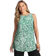 Jessica London Women's Plus Size Knit Tunic Tank Long Sleeveless Blouse