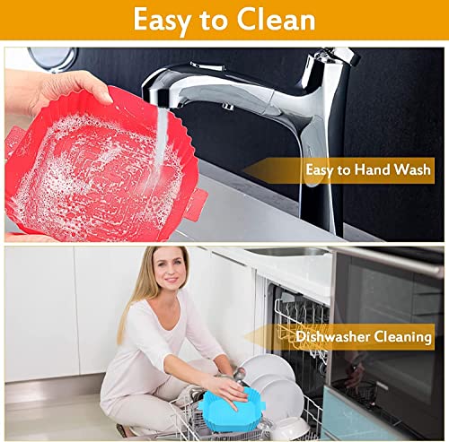 Image of Silicone Air Fryer Liners Reusable Food Safe Oven Accessories Parchment Paper, Square Silicone Baking Tray Pots Basket Heat Resistant (3 Count)