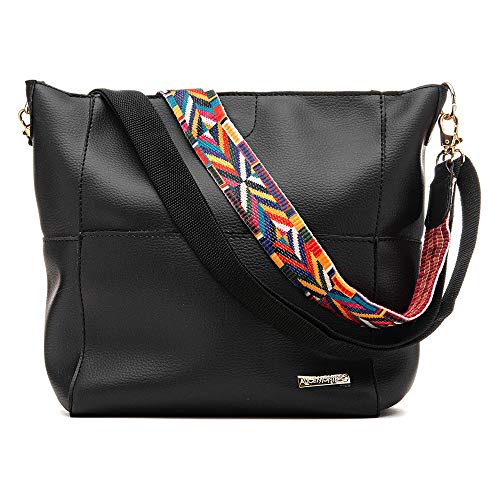 Bolsa Feminina Las Vegas Alice monteiro com alça colorida Cor:Preto