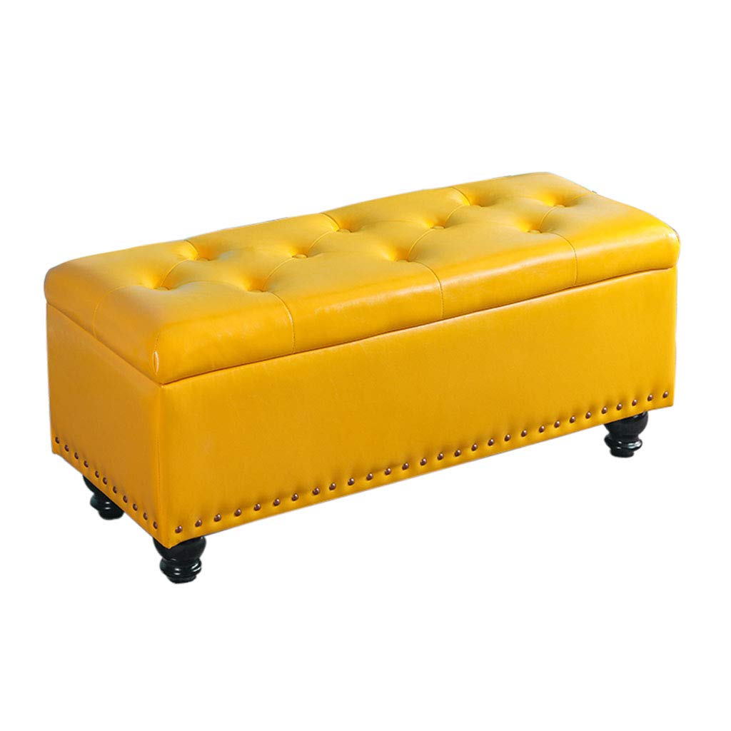 Tabouret de rangement créatif jaune de 80 cm pour optimiser l'espace