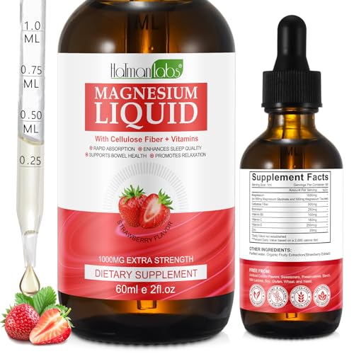Magnesium Glycinate Liquid,Magnesium Glycinate Drops,High Absorption Magnesium Supplement with Cellulose Fiber, Bromelain,Vitamin B6,C,D Promotes Nerv,Relaxation,Sleep Support