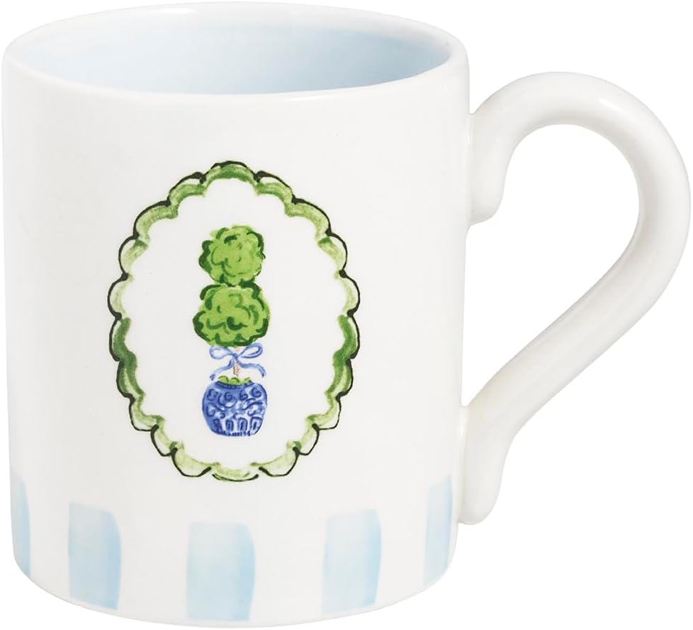 Mud Pie Ceramic Topiary Pattern Mug