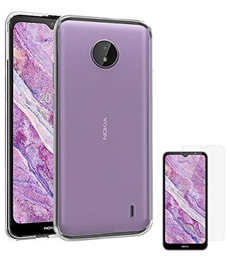 Image of Soft Flexible Silicone Back Cover Nokia C10, Transparent Case + Screen Guard