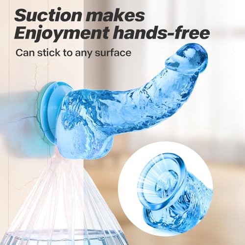 Image of 6.7 Inch Realistic Blue Dildo, Soft Flexible Lifelike Penis