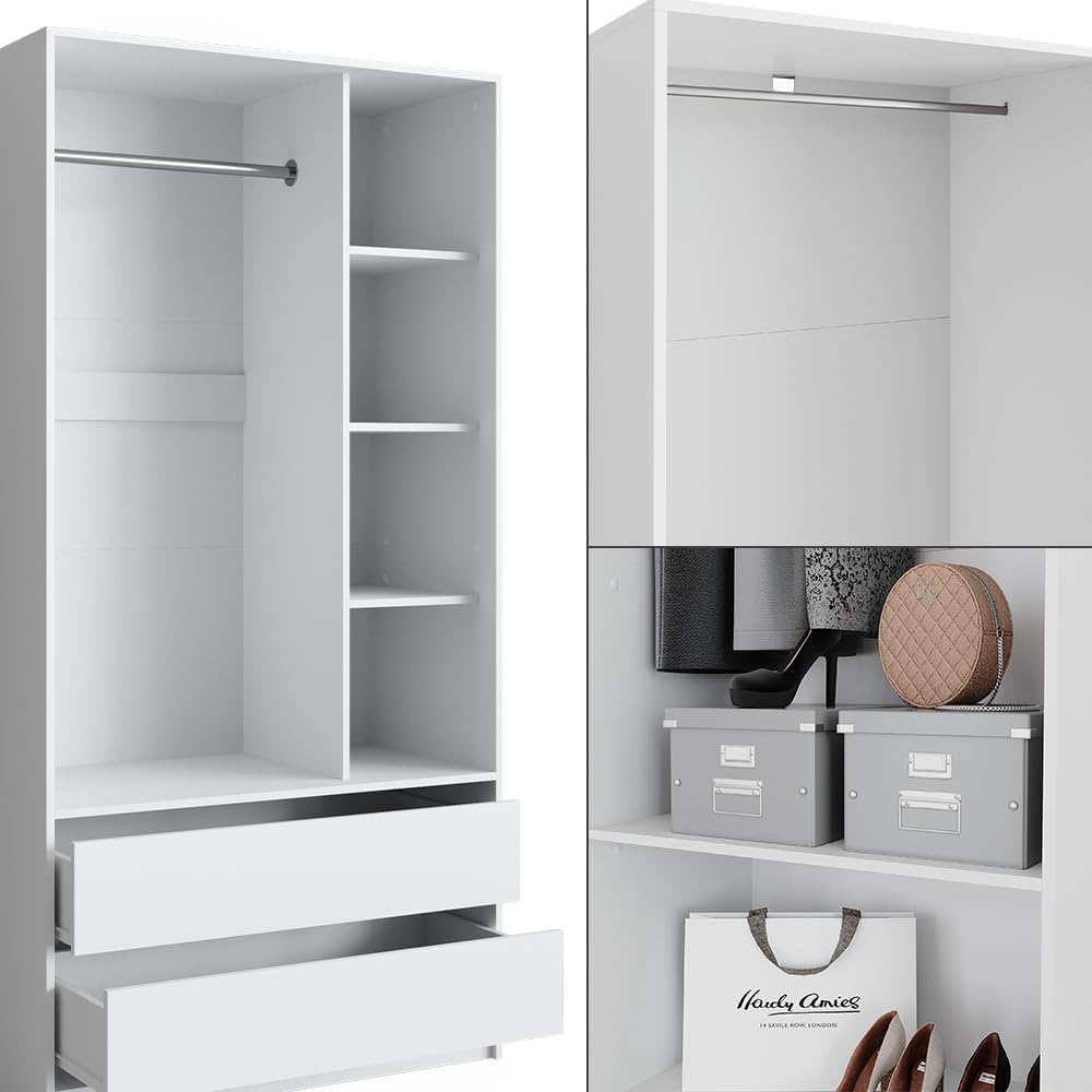 Vicco Kleiderschrank Elmo, Weiß, 180 x 200 cm 2er Set, für Flexible Aufbewahrung verschiedenster Kleidungsstücke