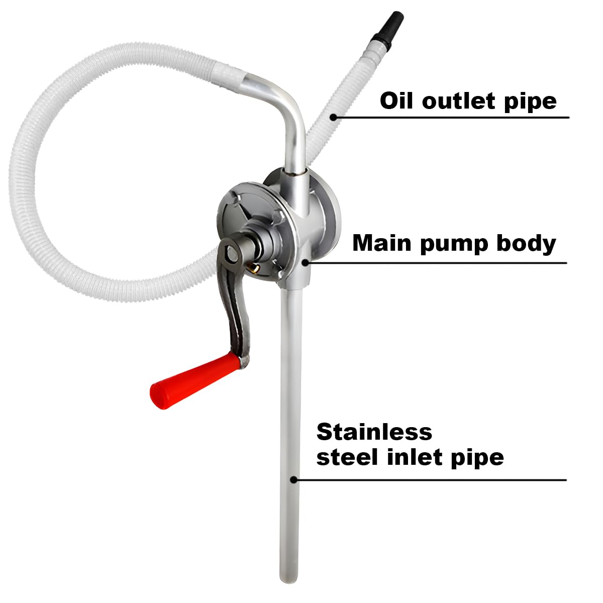 JNNJ Pompa per Barili Di Olio, Pompa a Manovella Rotante in Lega Di Alluminio Del Barile Dell'olio, Pompa Del Barile Di Olio per Benzina Diesel Carburante Garage, Per Gli Oli Combustibili, La Benzina