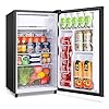 WANAI Mini Fridge with Freezer, 3.2Cu.Ft, Single Door Small Refrigerator, Energy-efficient, Low Noise, Mini fridge for Bedroom Dorm and Office, Black