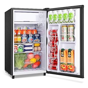 WANAI Mini Fridge with Freezer, 3.2Cu.Ft, Single Door Small Refrigerator, Energy-efficient, Low Noise, Mini fridge for Bedroom Dorm and Office, Black