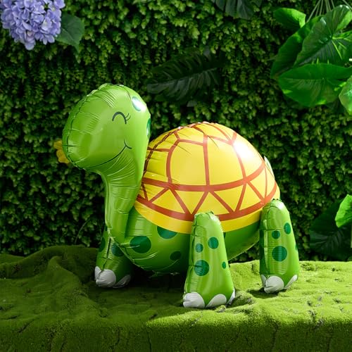Image of 6 Pcs 4D Giant Turtle Balloon Walking Tortoise Inflatable Balloons Animal Standing Foil Balloons Birthday Party Supplies for Circus Forest Zoo Wildlife Theme Party Decorations
