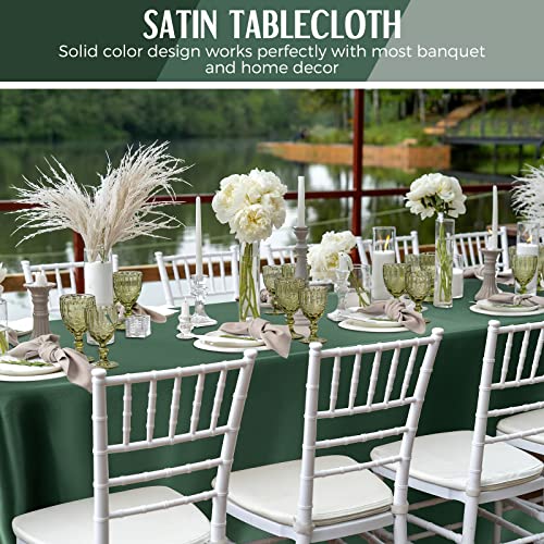 Lounsweer 8 Packs Satin Tablecloth 102 X 58 Inches Rectangle Table Cover Silk Smooth Fabric Party Table Cloth For Rectangle Table Parties, Holiday Dinner Wedding Banquet Decoration (Dark Green) #TOP4