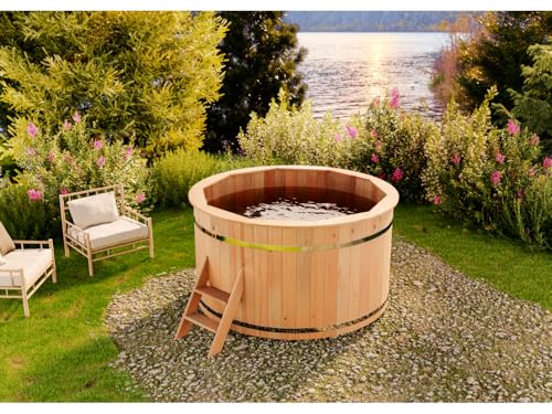Finntherm Holz Badefass Bergen, Hot Tub Ø 160 x 101 cm, 3-4 Personen,...