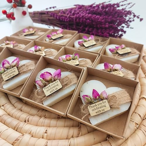 heart shaped soaps 12-pack handmade scented mini soaps for bridal shower party favors tea party wedding baby shower amp engagement gifts for guests thanks you for celebrating with us wooden tag