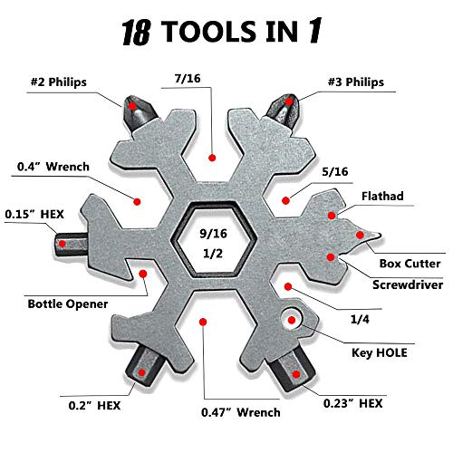 18 In 1 Incredible Tool – Easy N Genius - FEX 18-in-1 Stainless Steel Snowflakes Multi-Tool - 18-in-1 Stainless Multi-tool Father's Day Gift Christmas Present (Standard, Stainless - Silver)