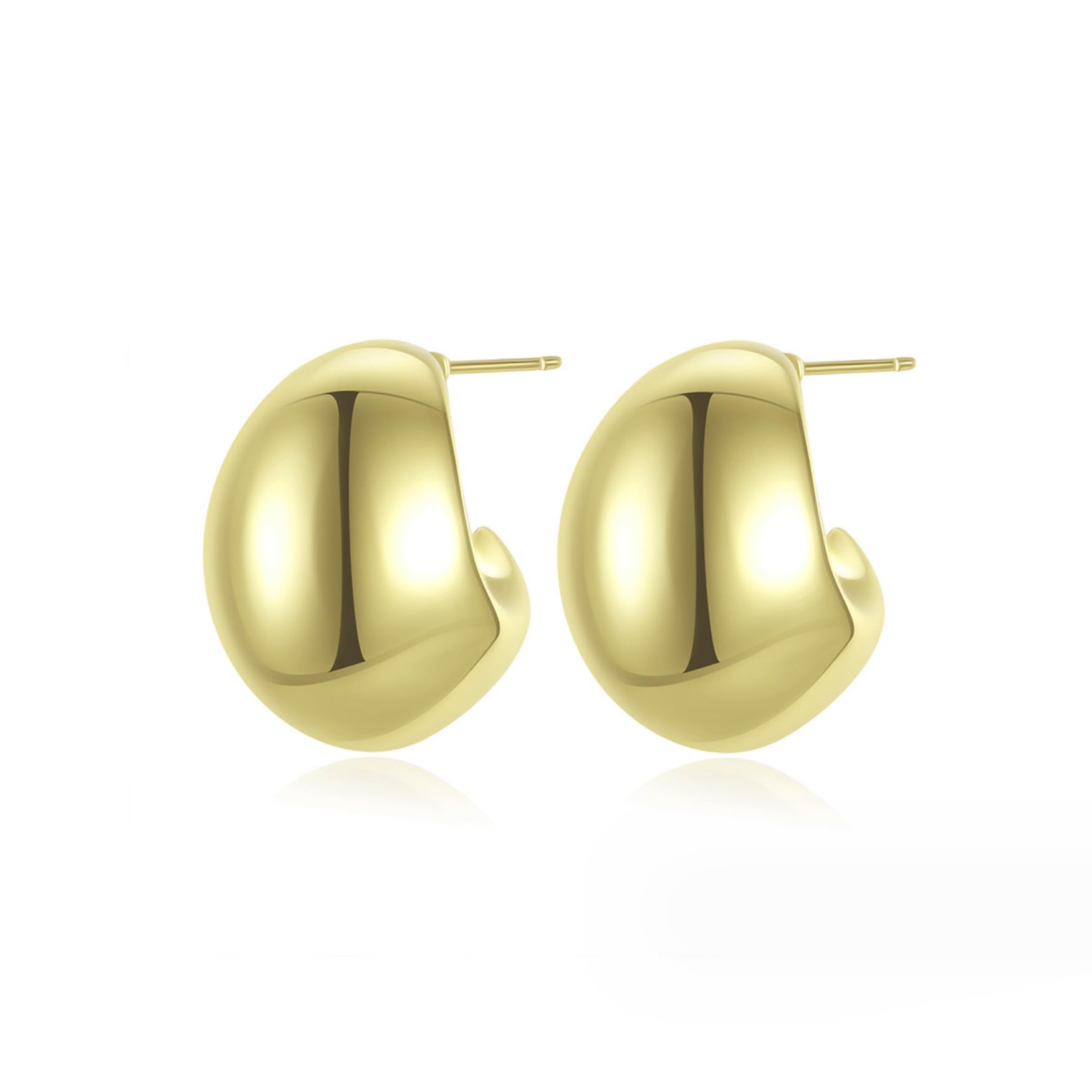 Cuafufu Chunky Hoop Earrings for Women | Dainty Huggie Lightweight Teardrop Hoop Stud Dangle Earrings for Women | Gold / White Gold Plated Water Drop Earrings Dupes Lightweight Hoop Dangling Earrings