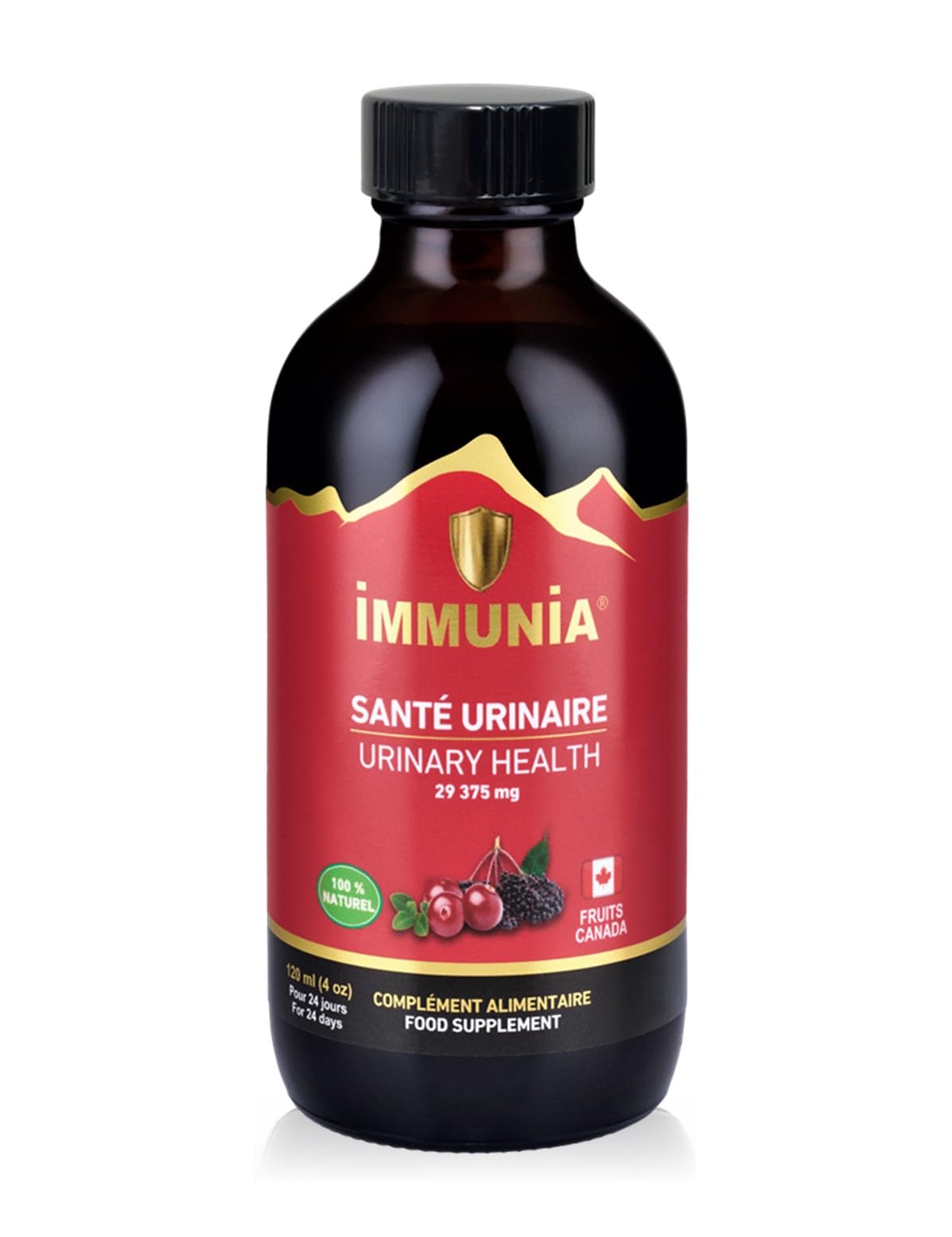 Immunia Urinary Health. Cranberry & Elderberry Concentrate. Fruits from Canada. Natural Antioxidant. Delicious Taste. 5 ml/Day