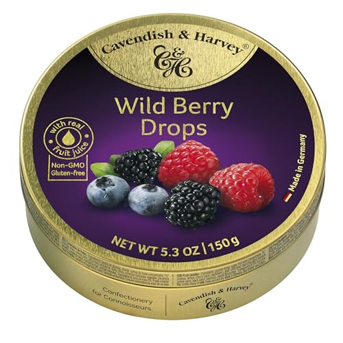 Cavendish & Harvey | Wild Berry Hard Candy Drops | 5.3 Ounce Tin