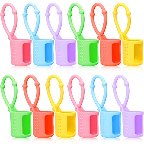 12 Pieces Silicone Roller Bottle Holder Sleeve Protective Roller Bottle Cover Case with Hanging Rope for Travel Carrying Essential Oil Perfume, 6 Colors (5 ml)