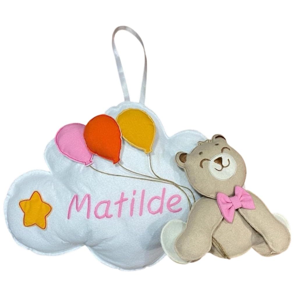 Fiocco Nascita a forma di Nuvola Personalizzata con Orsetto e Palloncini - Fiocco nascita con Colore Ricamo Azzurro o Rosa - Coccarda nascita bimba o bimbo - Made in Italy - Handmade - Pri Frog