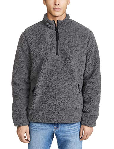 poriff Men's Sherpa Fleece Quarter-Zip Pullover Sweater Tall Men Micro Fleece Grey