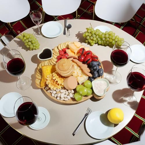 Hniuyun 12 Inch Bamboo Round Cheese Board and Charcuterie Set with 2 Ceramic Bowls Kitchen Serving Platter Housewarming Gift for Dining Room - Cosy Home Interiors Hniuyun 12 Inch Bamboo Round Cheese Board and Charcuterie Set with 2 Ceramic Bowls Kitchen Serving Platter Housewarming Gift for Dining Room - Image 6