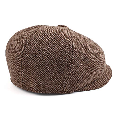Toddler Boys Newsboy Caps Baby Kids Driver Cap Hat Vintage Tweed Flat Pageboy Hats 1-4 Y(Coffee, 1-4 Years) - Thumbnail 4