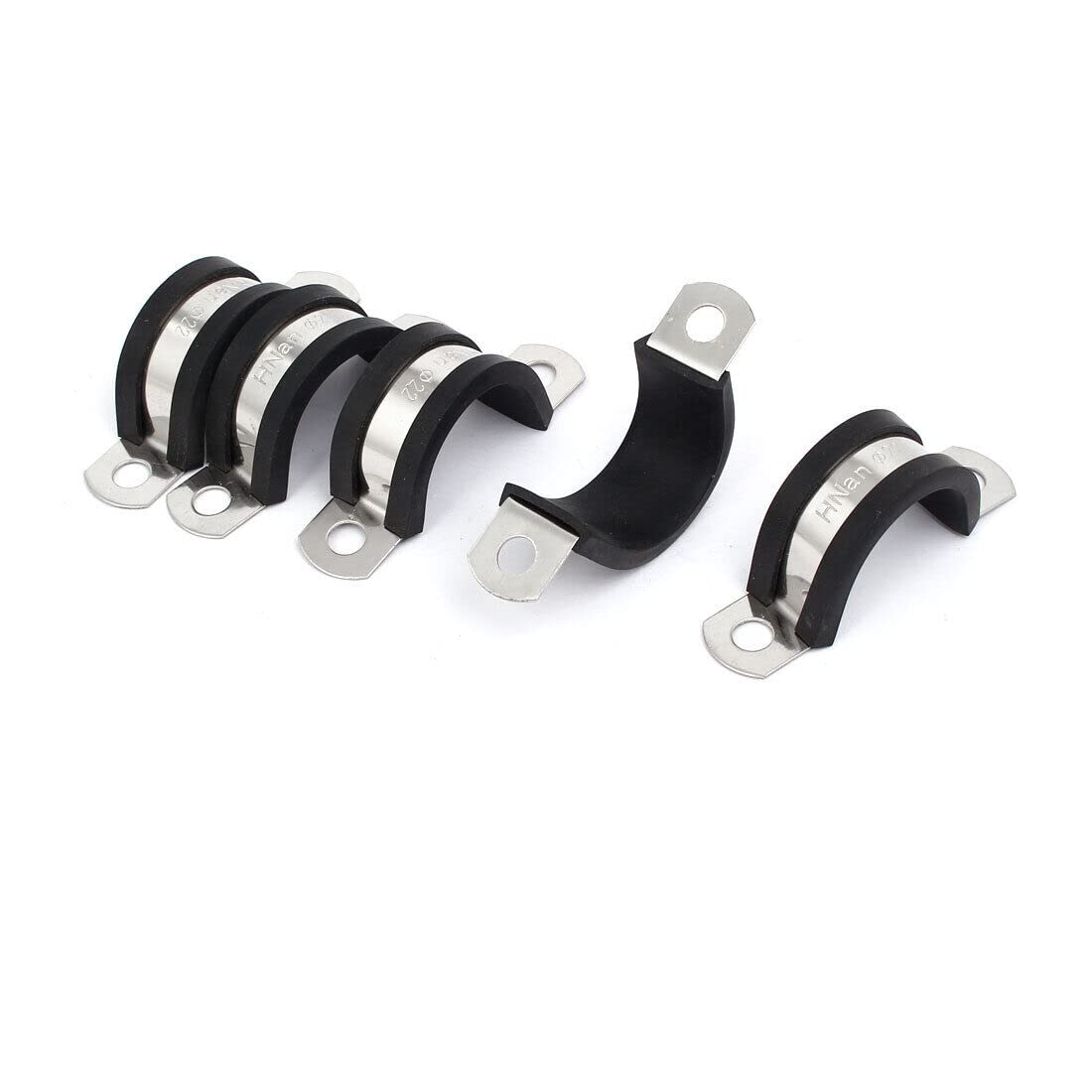 Tool parts 22mm Dia EPDM Rubber Lined U Shaped Pipe Tube Wire Clamps Clips 5pcs