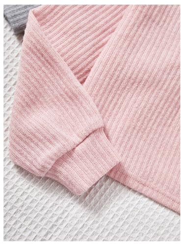 SOLY HUX Toddler Girl's 3 Piece T Shirt Turtleneck Drop Shoulder Long Sleeve Casual Tee Tops4