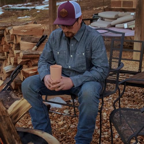 Dubinik® Chambray Shirt Men Long Sleeve Cotton Work Shirts with 2 Pockets Casual Button Down3