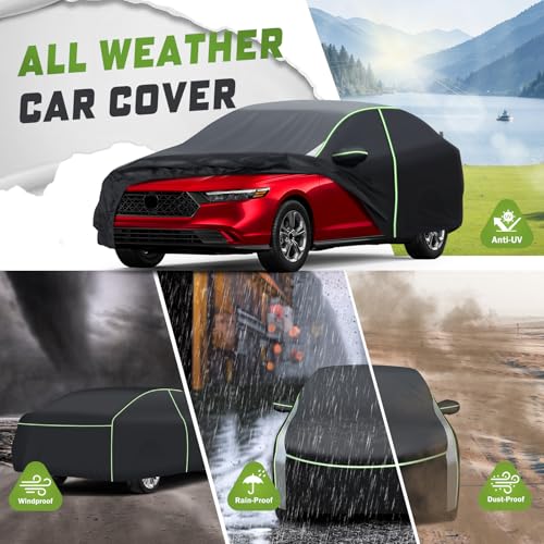 Image of Mixsuper Liner Car Cover for Honda Accord 2001-2026, 7 Layers Waterproof Car Cover Accessories for Honda Accord with Zipper Door, Windproof Straps, Reflective Strips, Anti-UV, All Weather