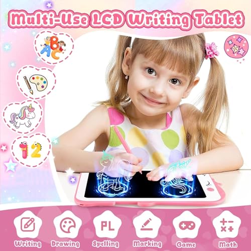 Image of Teriph LCD Writing Tablet for Kids, Unicorn Girl Toys, Toddlers Toys Drawing Board, Educational Doodle Pad Kid Toy for 3 4 5 6 7 8 Year Old Girls Boys Easter Birthday Party Xmas Gift, 8.5inch & Pink