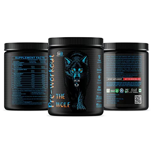Image of M B Muscle Builder's The Wolf Pre Workout Supplement with Creatine Monohydrate, L-Arginine, Beta-Alanine, Caffeine Anhydrous, Explosive Muscle Pump-For Men & Women [30-60 Servings, Sour Cola, 255g]